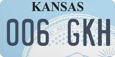 KS license plate 006GKH