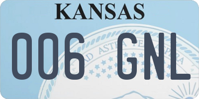 KS license plate 006GNL