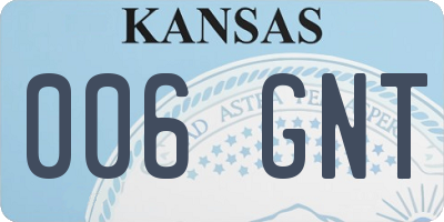 KS license plate 006GNT