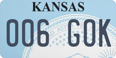 KS license plate 006GOK