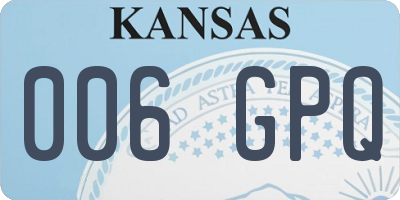 KS license plate 006GPQ