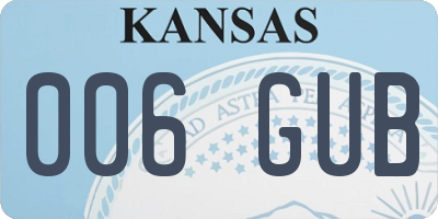 KS license plate 006GUB