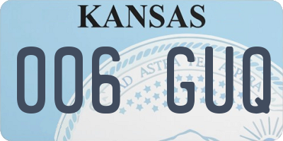 KS license plate 006GUQ