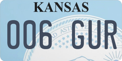 KS license plate 006GUR