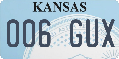 KS license plate 006GUX