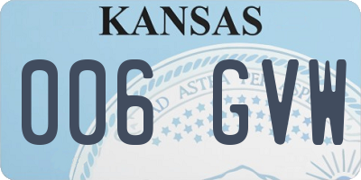 KS license plate 006GVW
