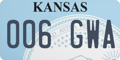 KS license plate 006GWA