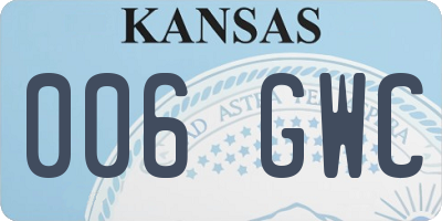 KS license plate 006GWC