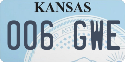 KS license plate 006GWE