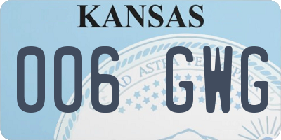 KS license plate 006GWG