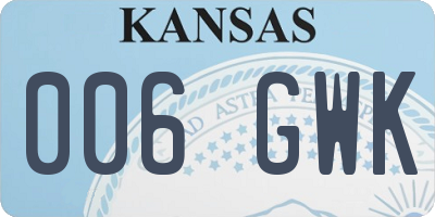KS license plate 006GWK