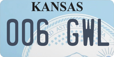 KS license plate 006GWL