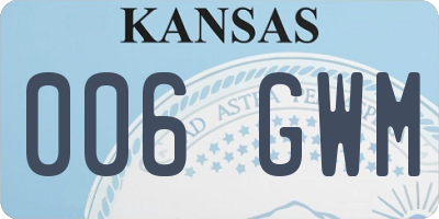 KS license plate 006GWM