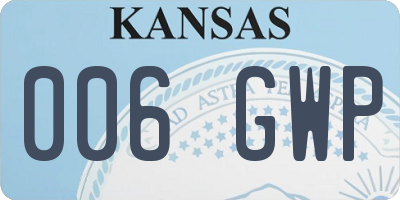 KS license plate 006GWP