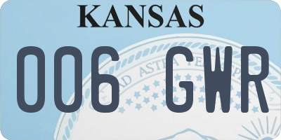 KS license plate 006GWR