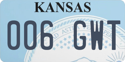 KS license plate 006GWT