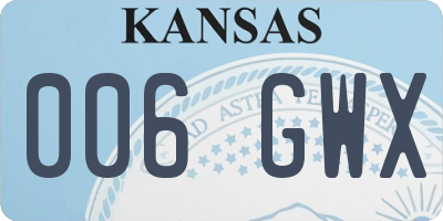 KS license plate 006GWX