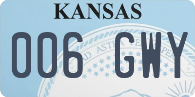 KS license plate 006GWY