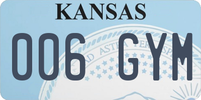 KS license plate 006GYM