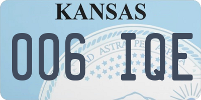 KS license plate 006IQE