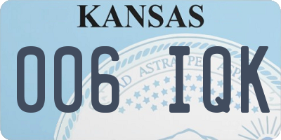 KS license plate 006IQK