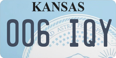 KS license plate 006IQY
