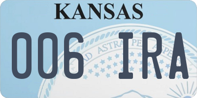 KS license plate 006IRA