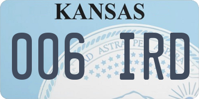 KS license plate 006IRD