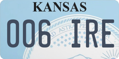 KS license plate 006IRE
