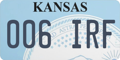 KS license plate 006IRF