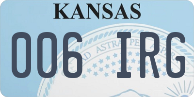 KS license plate 006IRG
