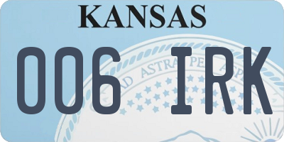 KS license plate 006IRK
