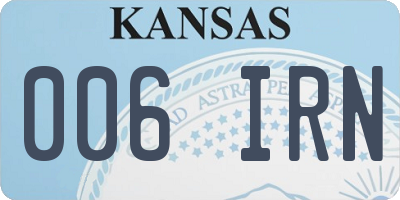 KS license plate 006IRN