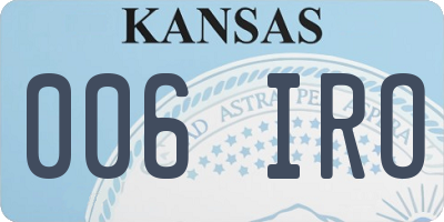 KS license plate 006IRO