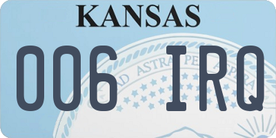 KS license plate 006IRQ