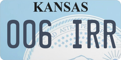 KS license plate 006IRR