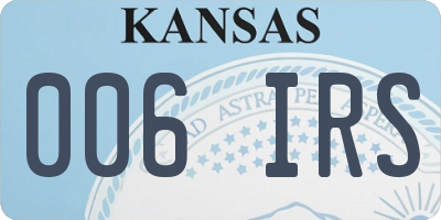 KS license plate 006IRS