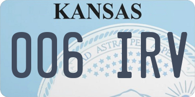 KS license plate 006IRV
