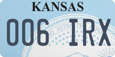 KS license plate 006IRX
