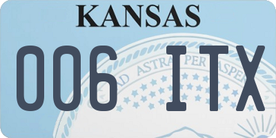KS license plate 006ITX
