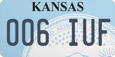 KS license plate 006IUF