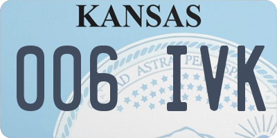 KS license plate 006IVK