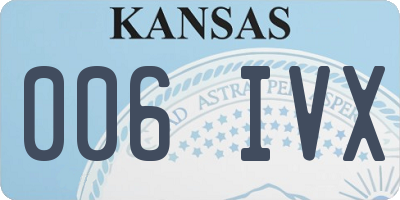 KS license plate 006IVX