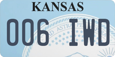 KS license plate 006IWD