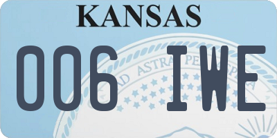 KS license plate 006IWE