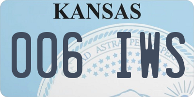 KS license plate 006IWS