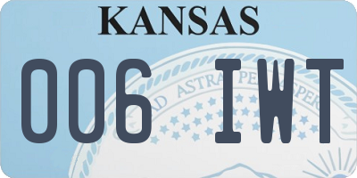 KS license plate 006IWT