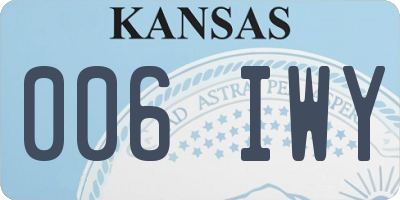 KS license plate 006IWY