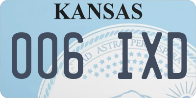 KS license plate 006IXD