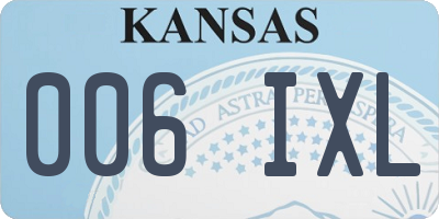 KS license plate 006IXL